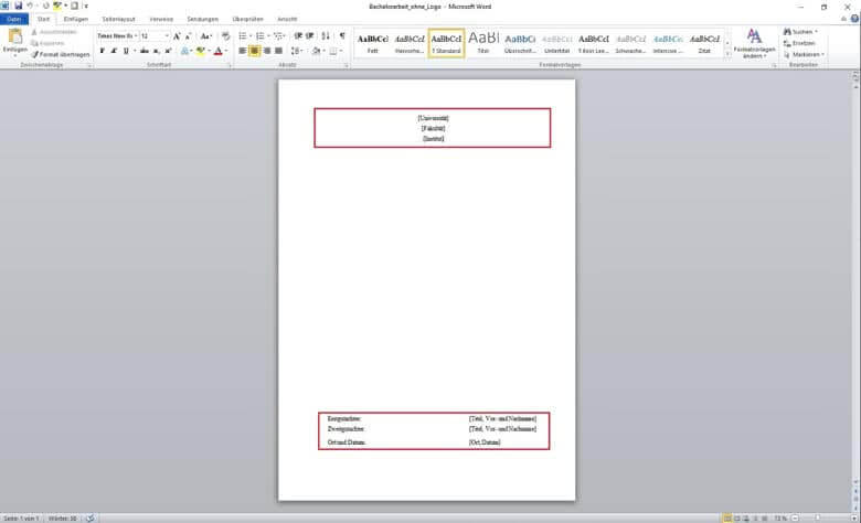 Schritt 2 Deckblatt Bachelorarbeit Hausarbeit gestalten