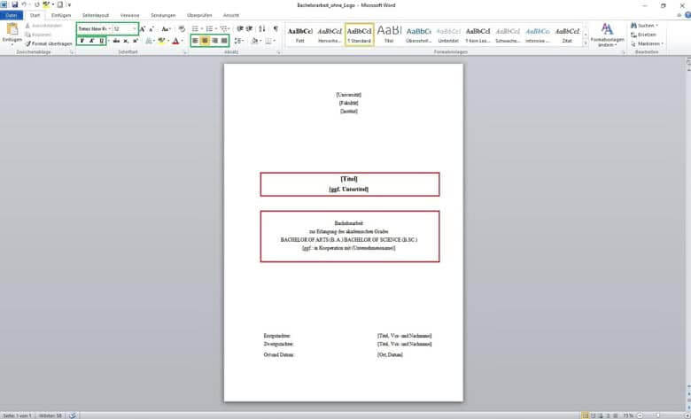 Schritt 3 Deckblatt Bachelorarbeit Hausarbeit gestalten