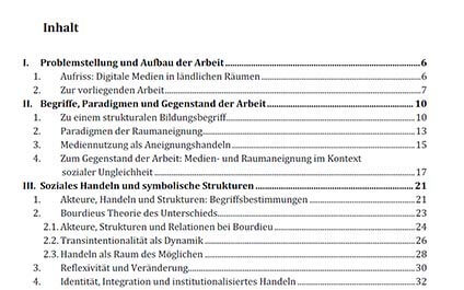 Inhaltsverzeichnis für die Masterarbeit erstellen