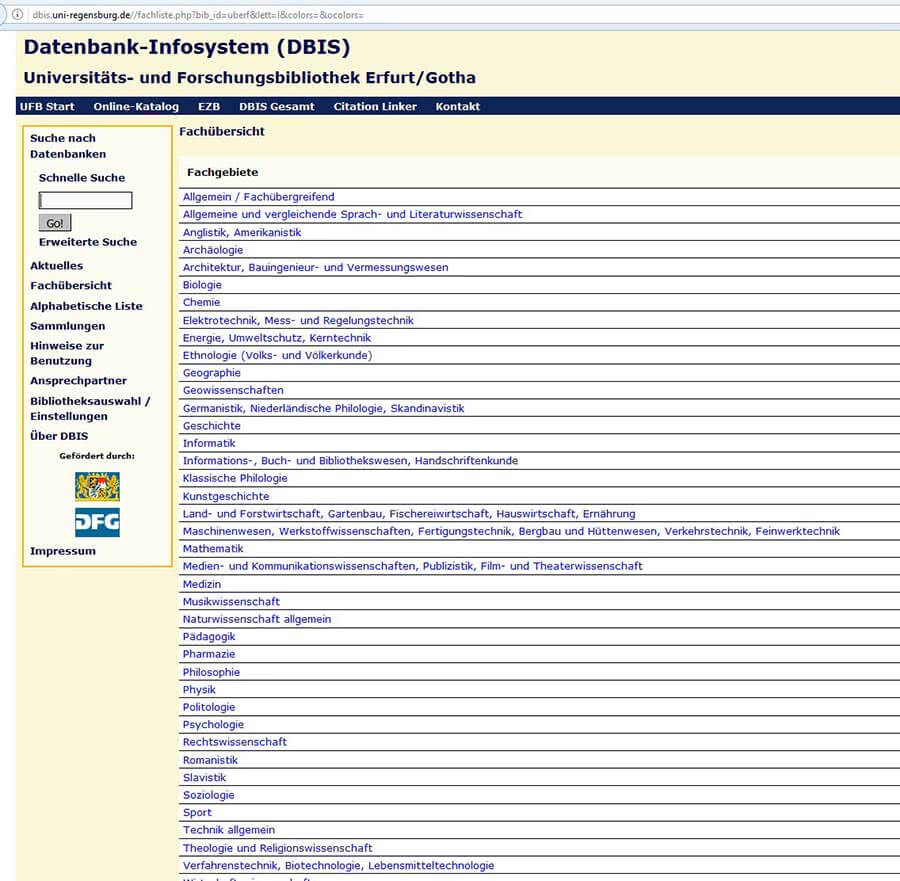 Internetrecherche mit DBIS