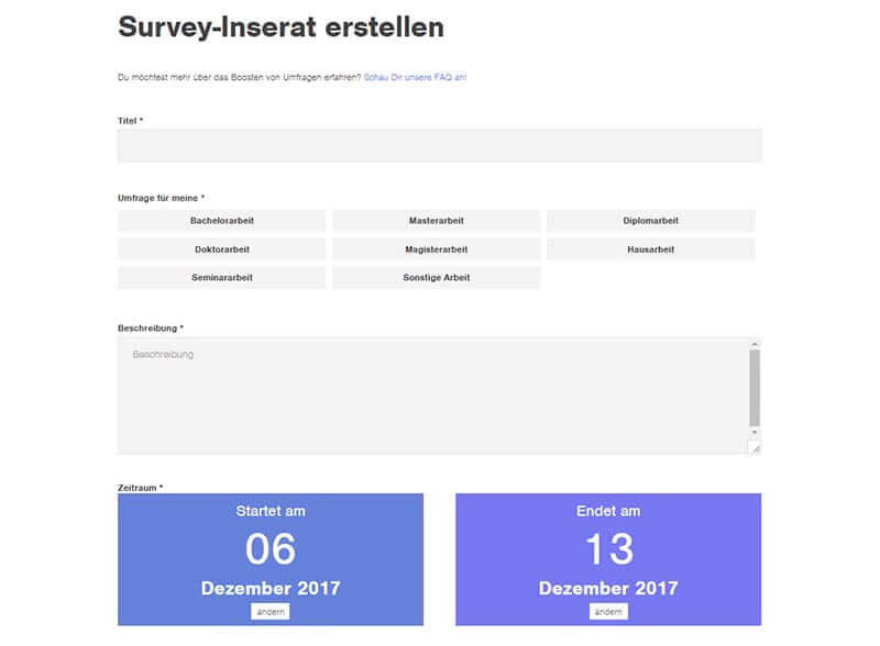 Thesius-Survey Umfrage erstellen