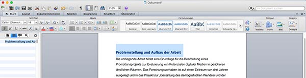 Überschrift Inhaltsverzeichnis Word Mac