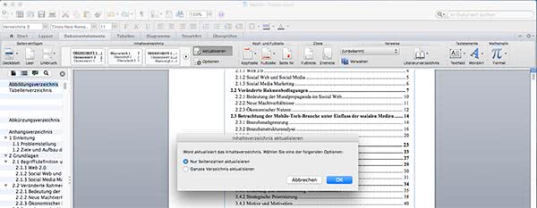Aktualisieren Inhaltsverzeichnis Word Mac