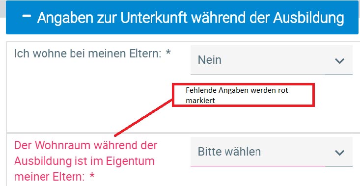 BAföG Rechner fehlende Angaben BAföG Rechner fehlende Angaben