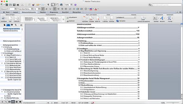 Inhaltsverzeichnis Word Beispiel Mac