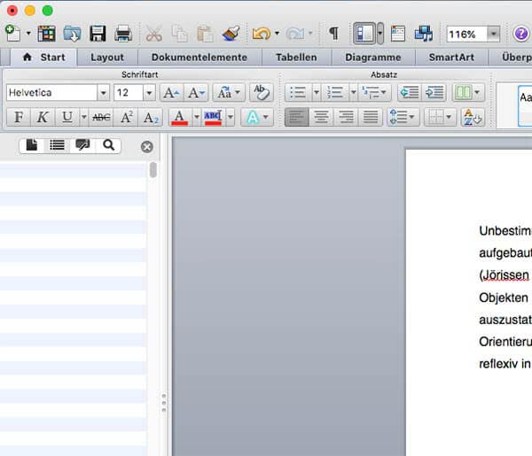 Navigationsleiste Word Mac