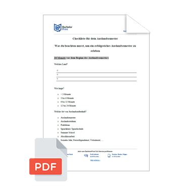 Wissenschaftliche Vorlage Checkliste Auslandsstudium