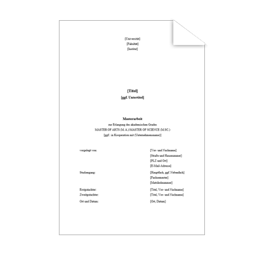 Wissenschaftliche Vorlage Deckblatt Masterarbeit