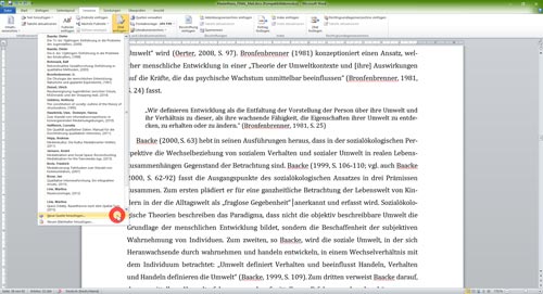 Kurzverweis Quelle einzufügen ohne Masterliste Literaturverzeichnis