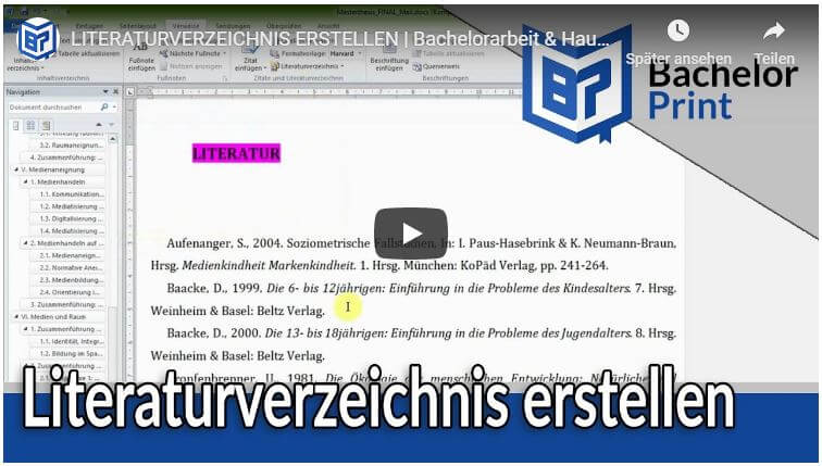 Literaturverzeichnis in Word erstellen Video Tutorial