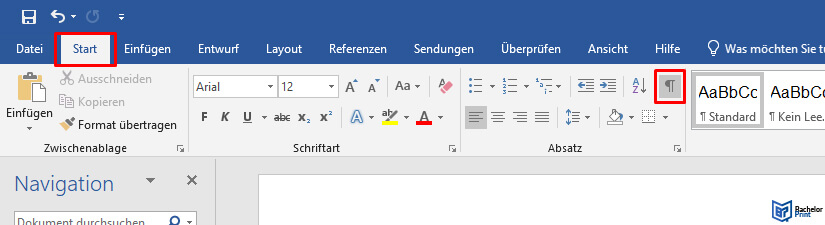 Abkürzungsverzeichnis Word - Absatzmarken und Formatierungssymbole