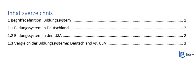 Inhaltsverzeichnis - Einrücken Gliederungsebenen 2