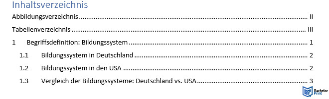 Inhaltsverzeichnis - Nummerierung 1