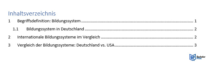 Inhaltsverzeichnis - Unterpunkte 2