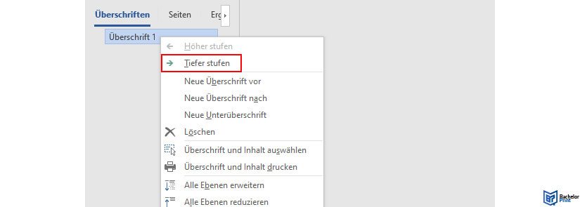 Inhaltsverzeichnis-Word-Gliederungsebenen