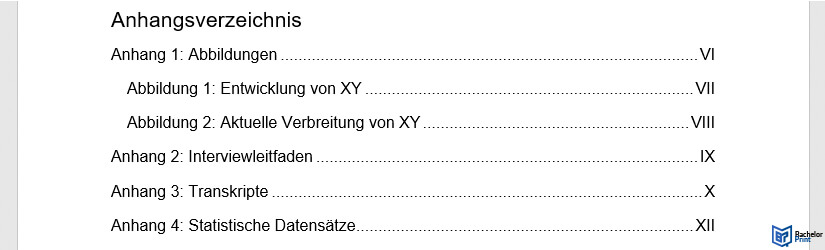 Anhangsverzeichnis Word - Anhangsverzeichnis erstellen 4