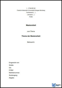 Deckblatt Masterarbeit - Beispiel Friedrich-Alexander-Universität Erlangen-Nürnberg