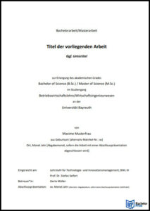 Deckblatt Masterarbeit - Beispiel Universität Bayreuth