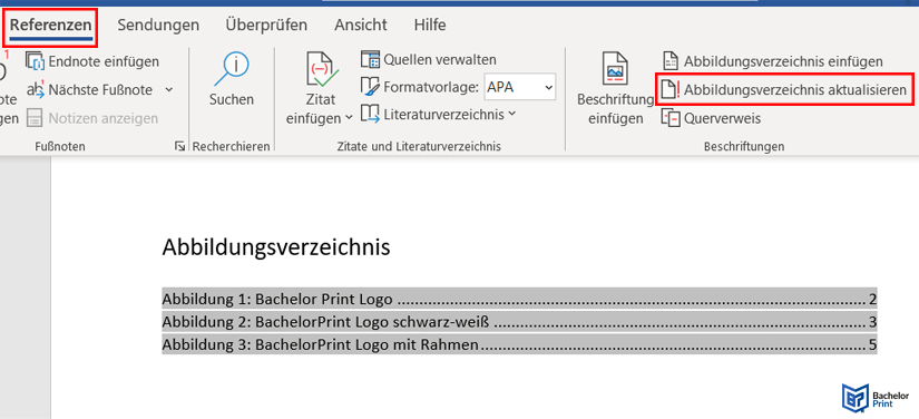 Abbildungsverzeichnis Word - Abbildungsverzeichnis automatisch aktualisieren