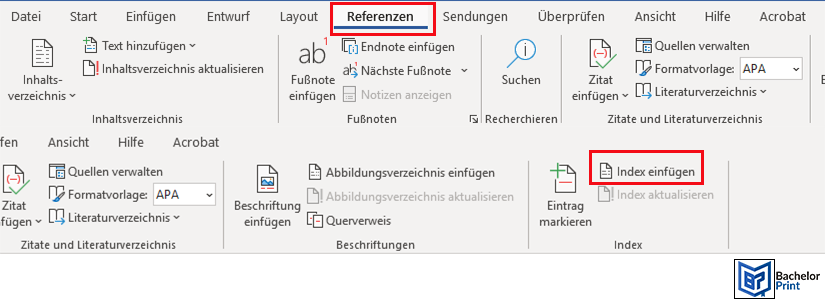 Abkürzungsverzeichnis Word - Abkürzungsverzeichnis einfügen