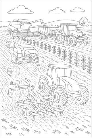 Ausmalbilder-Traktor-Landwirtschaftliche-Maschine-2