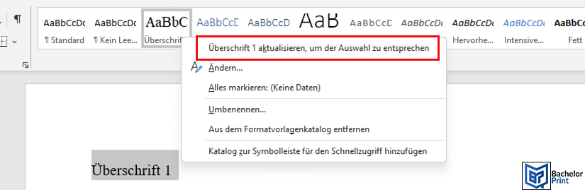 Inhaltsverzeichnis Word - Überschriften formatieren