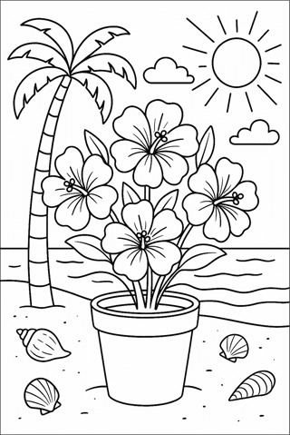 Ausmalbilder Blume im Topf-01