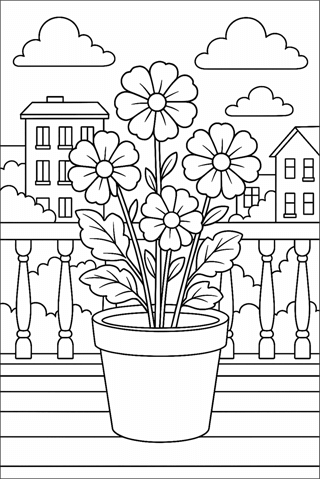 Ausmalbilder Blume im Topf-03