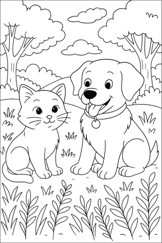 Ausmalbilder-Katze-und-Hund-1
