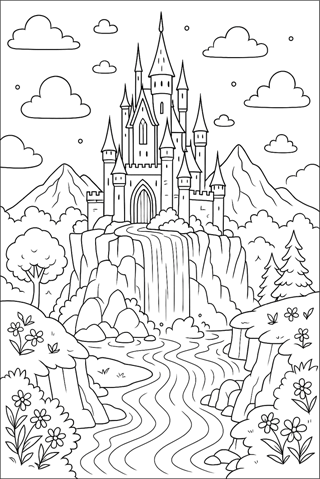Ausmalbilder-Schloss-Märchenschloss-3