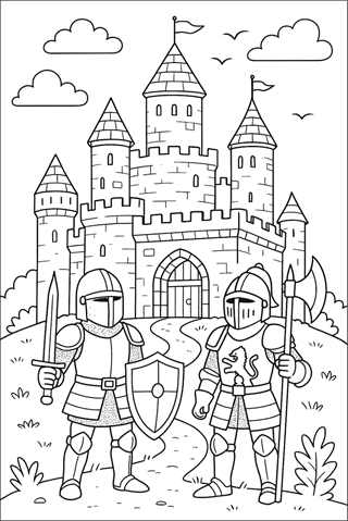 Ausmalbilder-Schloss-Ritterburg-1