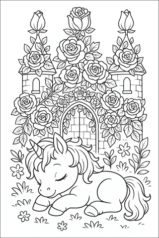 Ausmalbilder-Schloss-mit-Einhorn-2