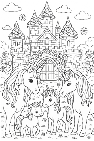Ausmalbilder-Schloss-mit-Einhorn-3