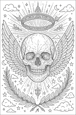 Ausmalbilder-Totenkopf-Fantasy-1