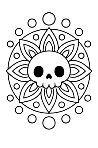 Ausmalbilder-Totenkopf-Mandalas-3